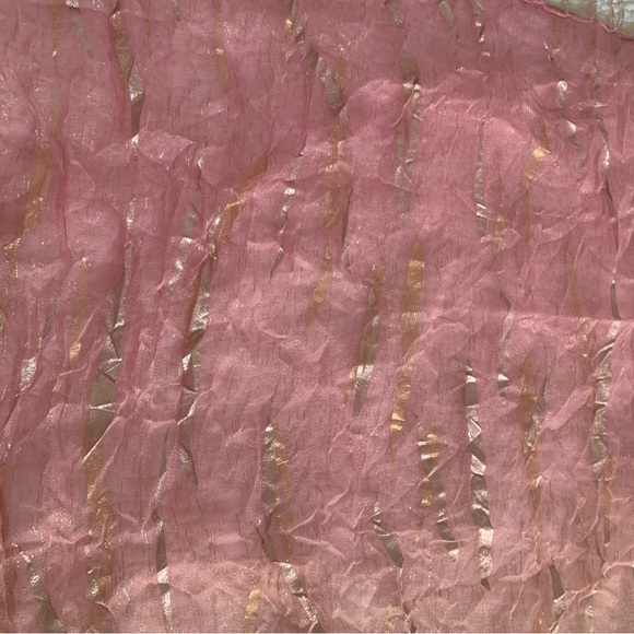 Vintage Sheer shiny scarf pink and gold tones - Picture 3 of 6